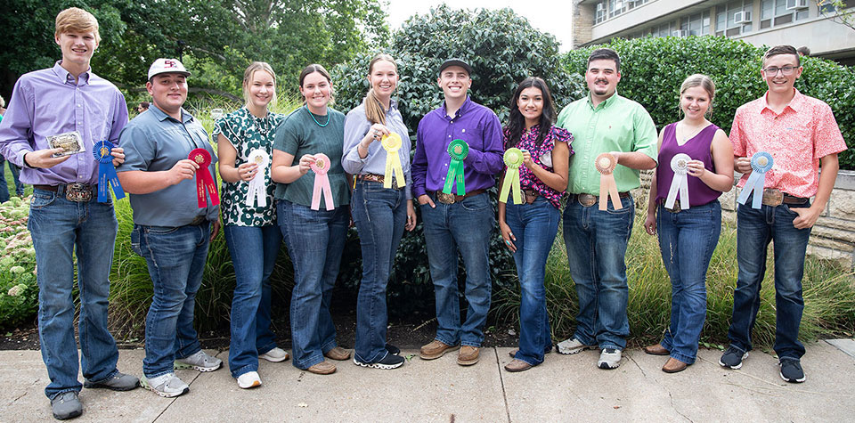 Ten youth lined up, winners of 2024 4-H Livestock Sweepstakes