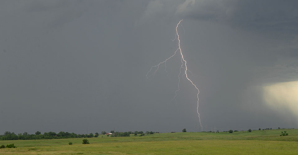 Lightning strike on the Kansas prairie, cloud to ground