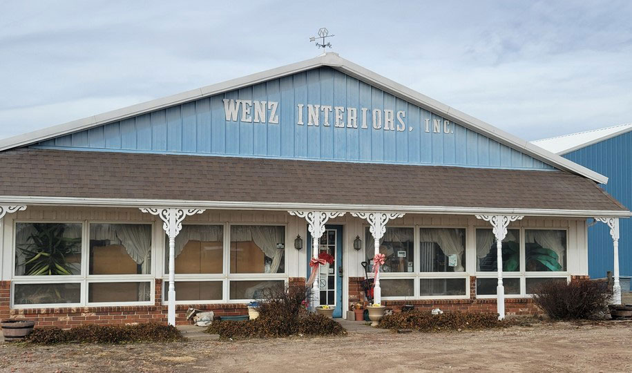 Store front, Wenz Interiors in Holyrood, Kansas