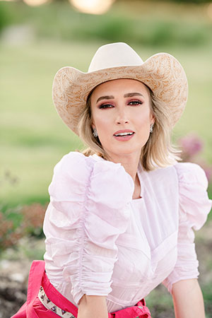 portrait, girl with cowboy hat, Courtenay DeHoff