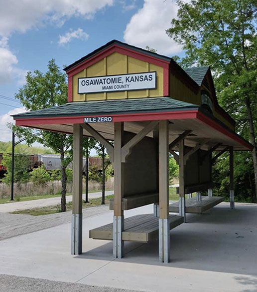 Mile Zero in Osawatomie, Flint Hills Trail